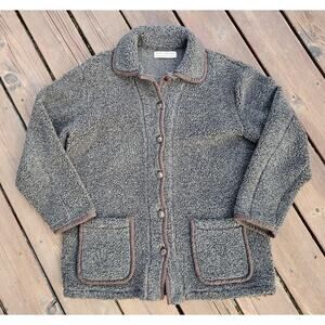 Vintage Saks Fifth Avenue Teddy Sherpa Plush Sweater Jacket Womens Medium
